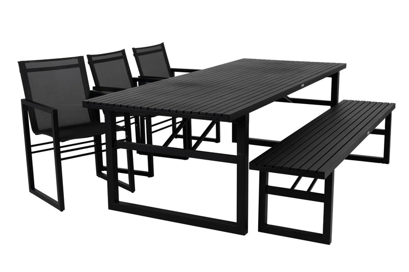 Vevi Gartentisch 230x95x73 cm, Aluminium, pulverbeschichtet schwarz, weiß oder khaki